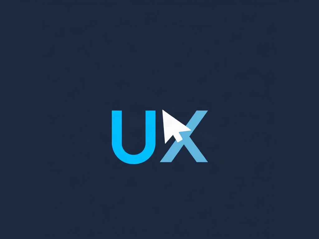 A minimalist logo design featuring the letters 'UX' integrated with a cursor arrow, clean lines, bright blue and white color scheme, high-end vector style, photorealistic render, 8k
